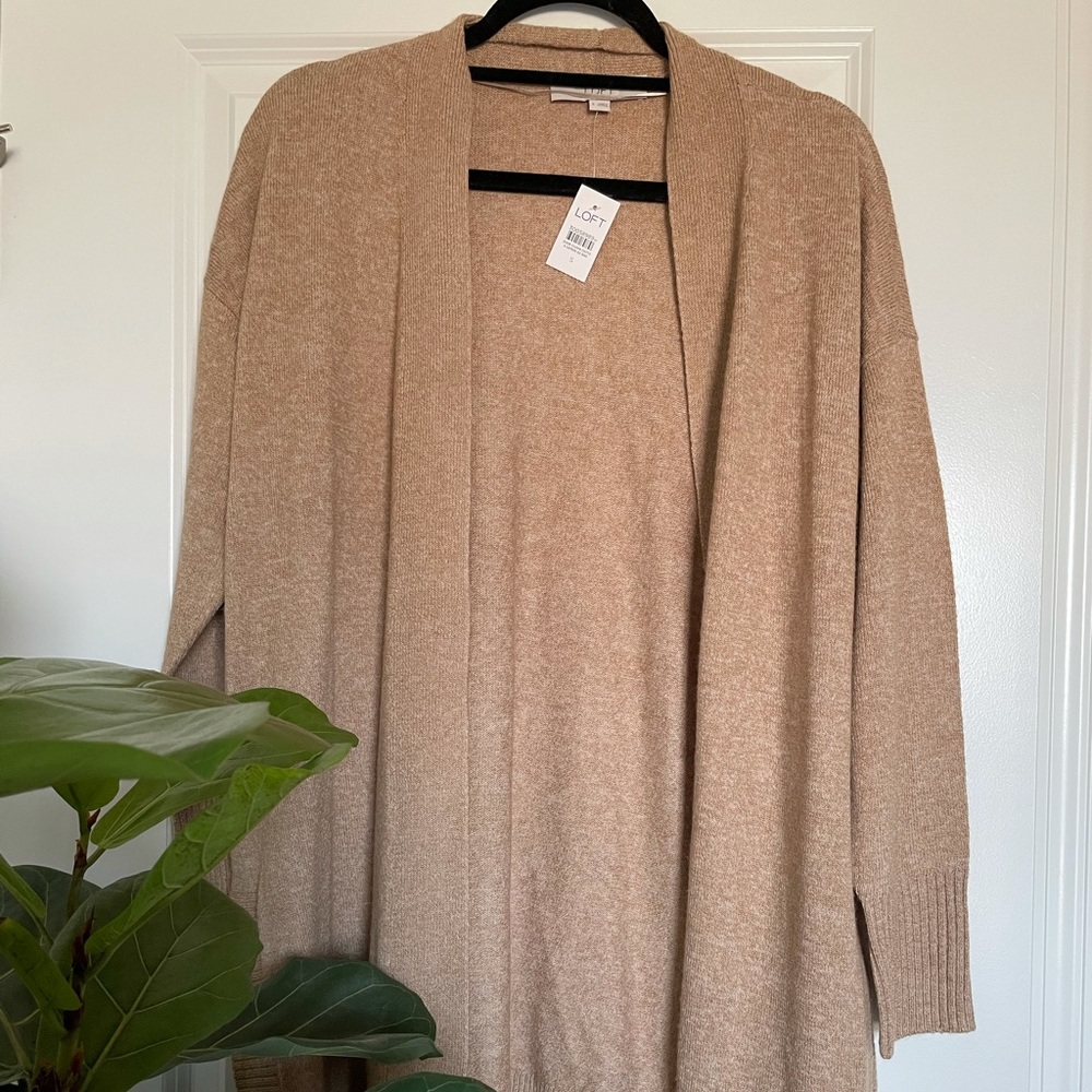 LOFT camel cardigan